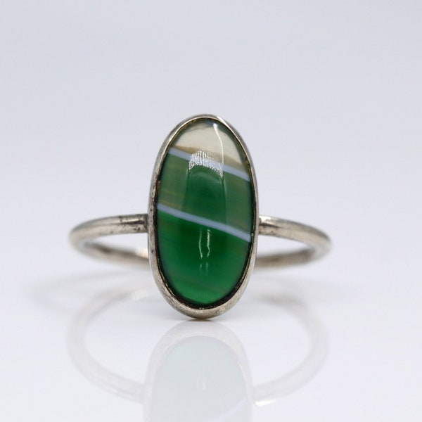 Anillo de piedra natural, anillo vintage, anillo de mujer, joya de piedra, piedra verde, plata sólida, anillo verde, joya vintage, joya de plata