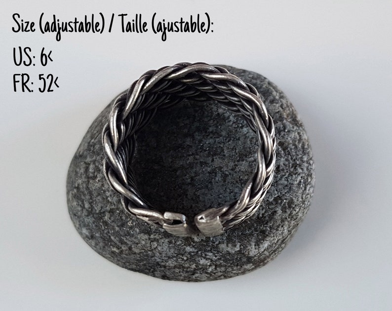 Braided ring silver jewelry adjustable ring ladies ring open ring ring for her sterling silver ring ring for women birthday gift