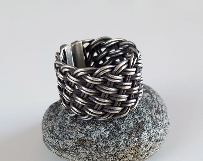 Braided ring silver jewelry adjustable ring ladies ring open ring ring for her sterling silver ring ring for women birthday gift