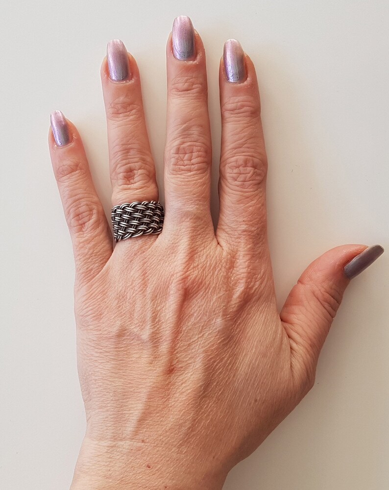 Braided ring silver jewelry adjustable ring ladies ring open ring ring for her sterling silver ring ring for women birthday gift