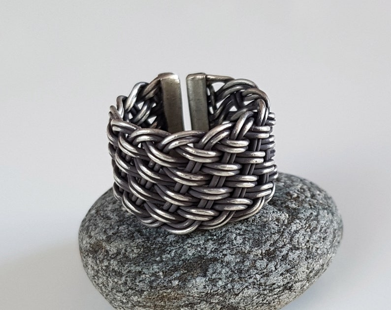 Braided ring silver jewelry adjustable ring ladies ring open ring ring for her sterling silver ring ring for women birthday gift