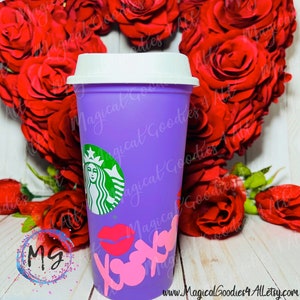 LIMITIERTE AUFLAGE * Disney Inspirierte Minnie XOXO Starbucks Farbwechsel Lippen Cups * Hot Cups 16 Unzen Valentinstag Themed