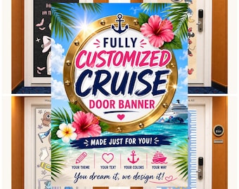 Banner personalizado para puerta de crucero (descarga digital) / Decoración personalizada para puerta de camarote de crucero (imprimible) / Banner personalizado para crucero