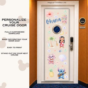 Banner para la puerta de un crucero Disney / Decoración de Lilo & Stitch para la puerta del crucero / Número de camarote personalizado / Estilo de puerta de barco personalizado imagen 8