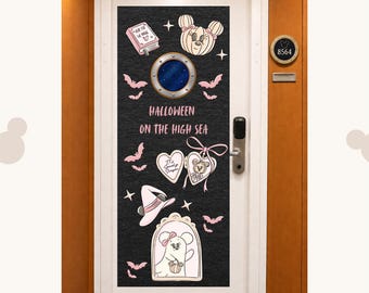 Banner personalizado para la puerta de tu camarote de crucero de Halloween en alta mar (descarga digital) / Decoración imprimible personalizada para la puerta de tu camarote de crucero Disney