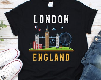 1996 London Tourist Shirt Vintage Tee 90s United Kingdom UK Olympics Eye Ferris Wheel River Thames Big Ben Westminster Abbey Parliament