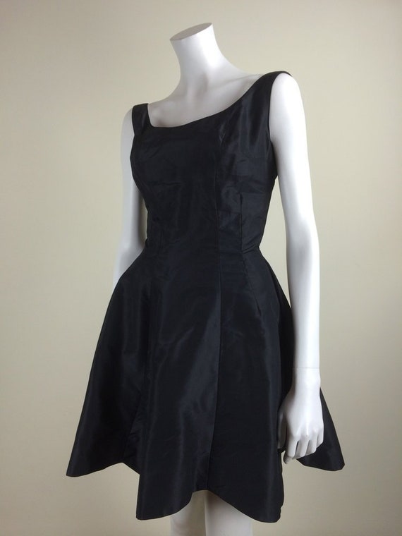 1950s Vintage Madeleine Fauth Black Taffeta Party… - image 2