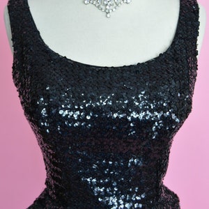 1950s Black Sequin Peplum Cocktail Wiggle Dress image 3