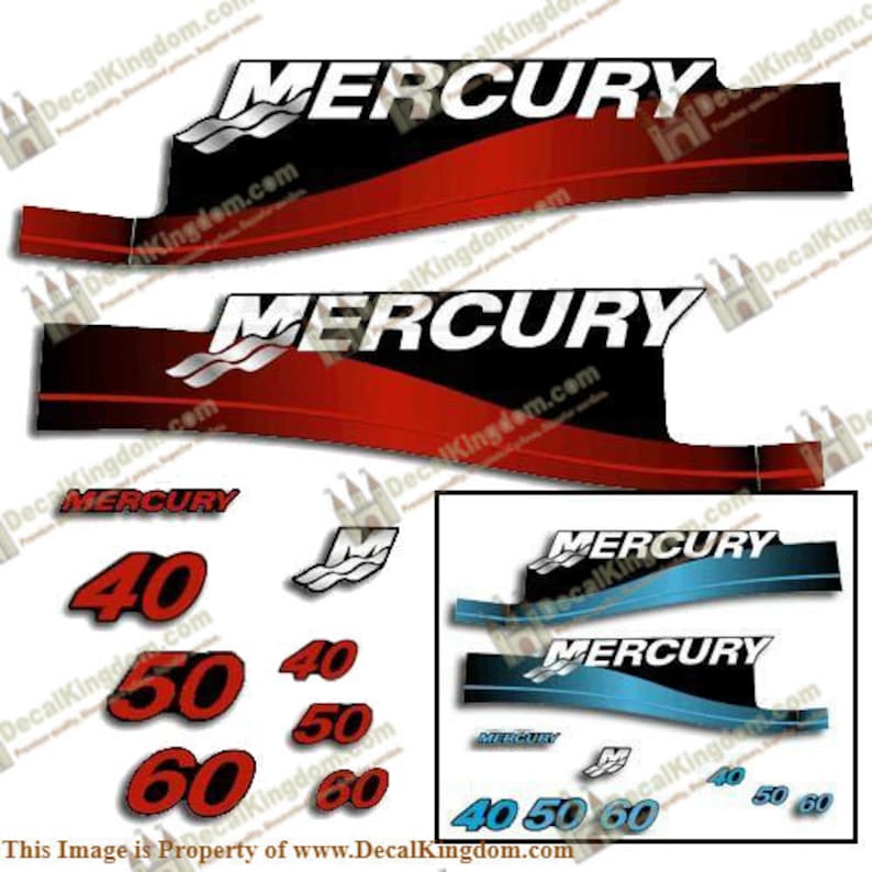 Mercury 40/50/60hp Outboard Boat Engine Decal Kit multiple Etsy