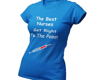 Nurse Gift T Shirt with Nurse Syringe Unisex Jersey Short Sleeve Tee - Available in Blue, Navy