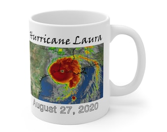 Hurricane Laura Satellite Image August 27 2020 White Ceramic Mug