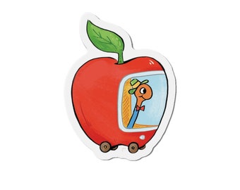 Worm Apple Car Die-Cut Magnets