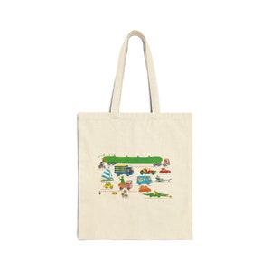 Richard Scarry Transportation Cotton Canvas Tote Bag