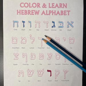 Página para colorear del alfabeto hebreo: sencilla, clara y con pronunciación