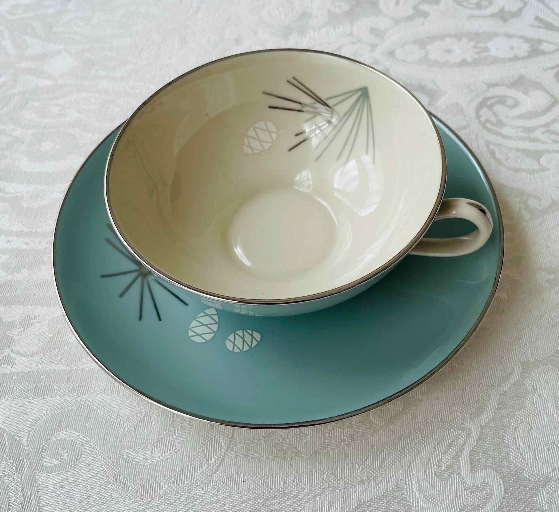 値下げ中✨超レア品❤️新品未使用✨ヴィンテージFRANCISCANサーバーセット Franciscan Silver Pine Vintage Cup and Saucer - Etsy
