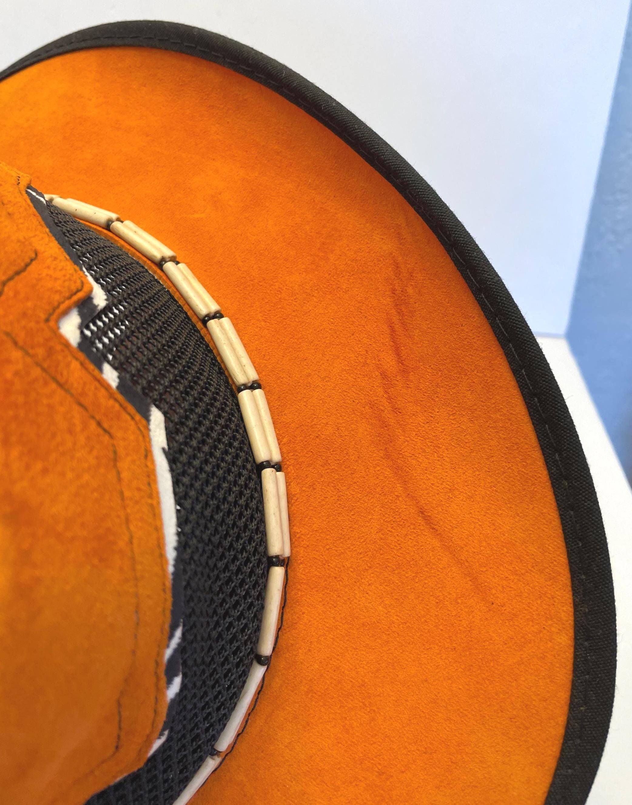 Orange Suede Cowboy Hat- Zebra Print & Feather Detail, Funky Western Style Tiger With Cowboy Hat Print - Etsy main image 4