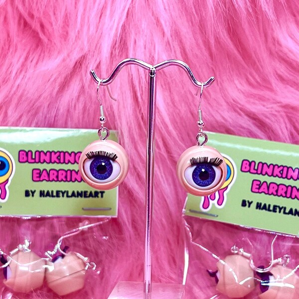 Blinking Doll Eye Earrings Dangle Quirky Weird Creepy Cute Strange Odd Jewelry Earrings Funny Quirky Odd Gift for Friend Eye Earring Set