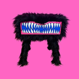 Furry Monster Mimic Side Table Custom | Nightstand Drawer | End Table | Living Room Furniture Made to Order | Funky Home Decor | Faux Fur