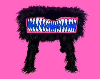 Furry Monster Mimic Side Table Custom | Nightstand Drawer | End Table | Living Room Furniture Made to Order | Funky Home Decor | Faux Fur