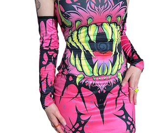 Monster Teeth Corset Dress: Goth Rave Festival Mode
