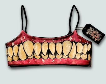 Custom Monster Mouth Painted Crop Top Bralette Rectangle Sports Bra