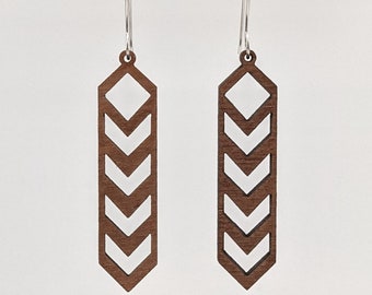 Slim Chevron Wood Earrings