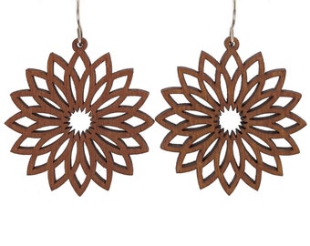 Chrysanthamum Flower Wood Earrings