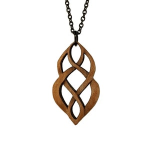 Eternal Love Wood Carved Necklace Pendant