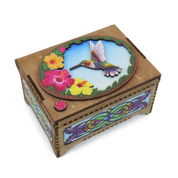 Hummingbird Personalized Music Jewelry Box With Any Custom Song And Photo Print