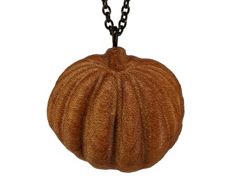 Pumpkin Pendant Wood Carved Necklace