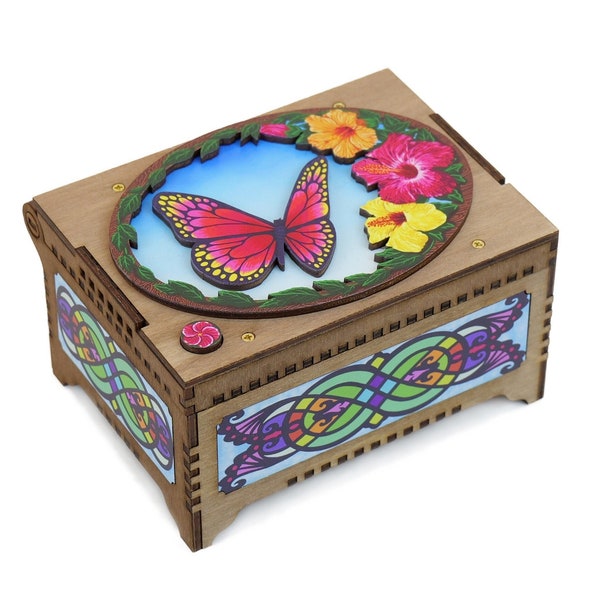 Butterfly Custom Song Music Box, Your Photo Inside, Mother's Day Gift