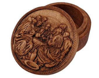 Last Supper Carved Wood Keepsake Box