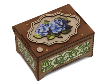 Hydrangea Flower Custom Song Music Box, Your Photo Inside, Mother's Day Gift