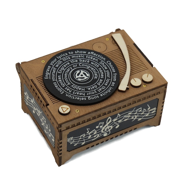 Record Player Music Box, Custom Song & Lyrics, Your Photo Inside