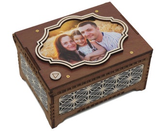 Custom Text or Photo Music Box, Your Photo Inside, Choose Any Song