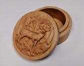 Carved Deer Box, ring box, keepsake, trinket, wedding proposal box, wooden box
