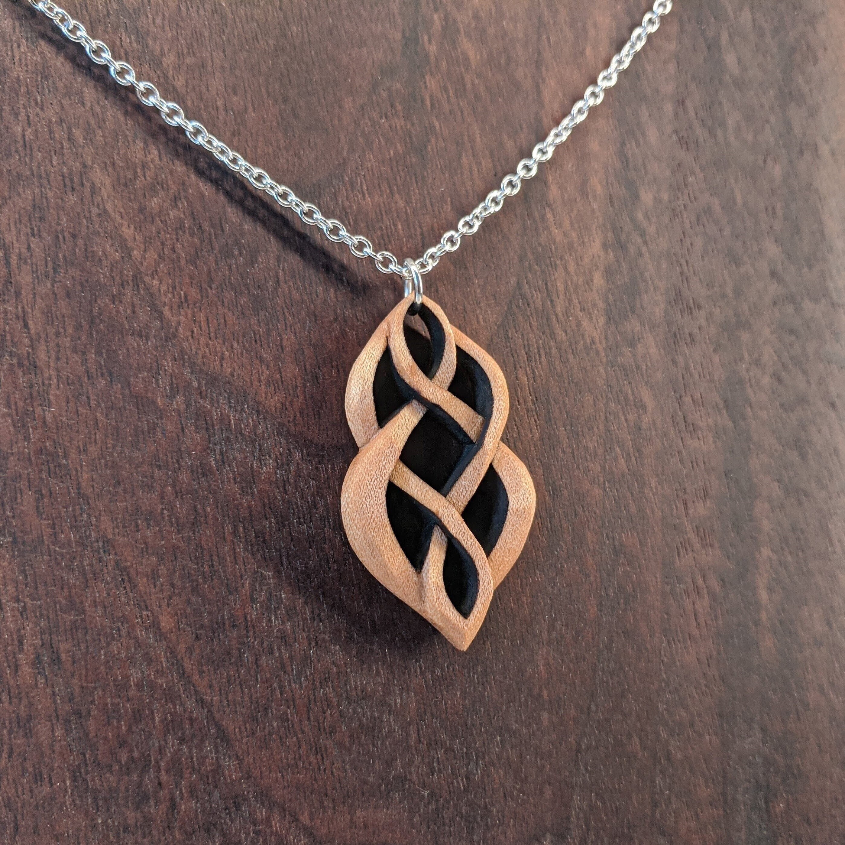 Celtic Wood Carved Necklace Pendant 
