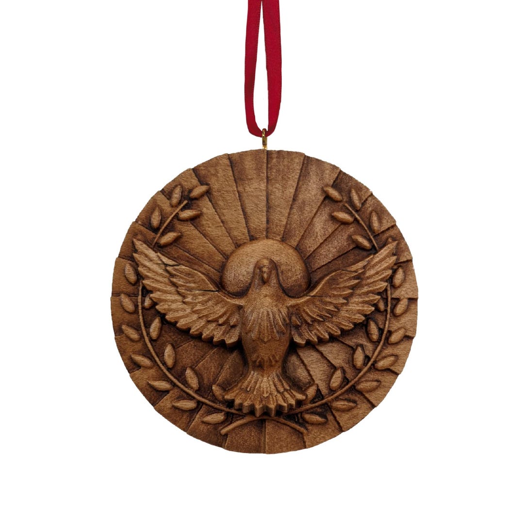 10 ornamenti in legno marrone a forma di colomba della pace