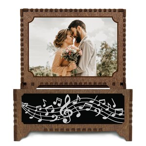 Record Player Music Box, Custom Song & Lyrics, Your Photo Inside Inside Photo