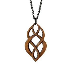 Eternal Love Wood Carved Necklace Pendant