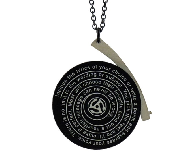 Custom Song Lyrics Vinyl Record Player Wood Necklace