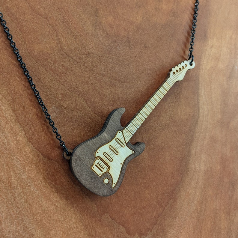 Electric Guitar Pendant Miniature Realistic Necklace Etsy