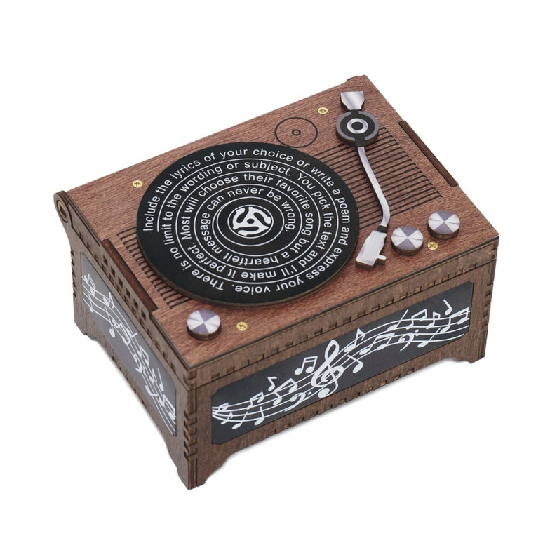 Record Player Music Box, Custom Song & Lyrics, Your Photo Inside No Inside Text/Photo