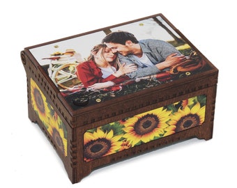 Your Photo Custom Music Box, Plays Any Custom Song, Printed Image Gift