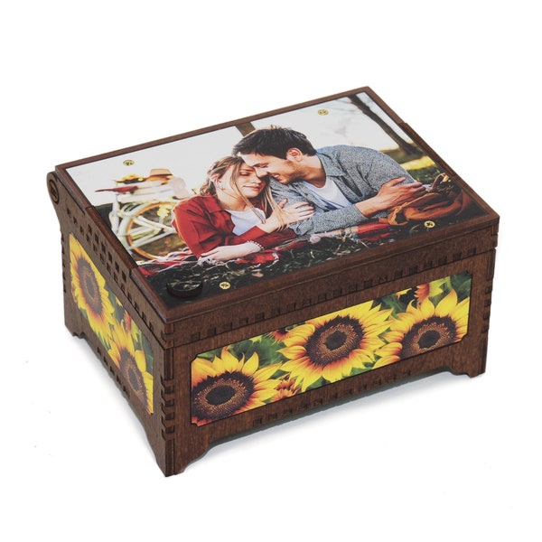 Your Photo Custom Music Box, Plays Any Custom Song, Printed Image Gift