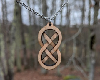 Hand Carved Double X Celtic Pendant Necklace