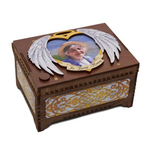 Custom Memorial Angel Wings Music Box, Your Photo & Text, Plays Any Song Sympathy Gift