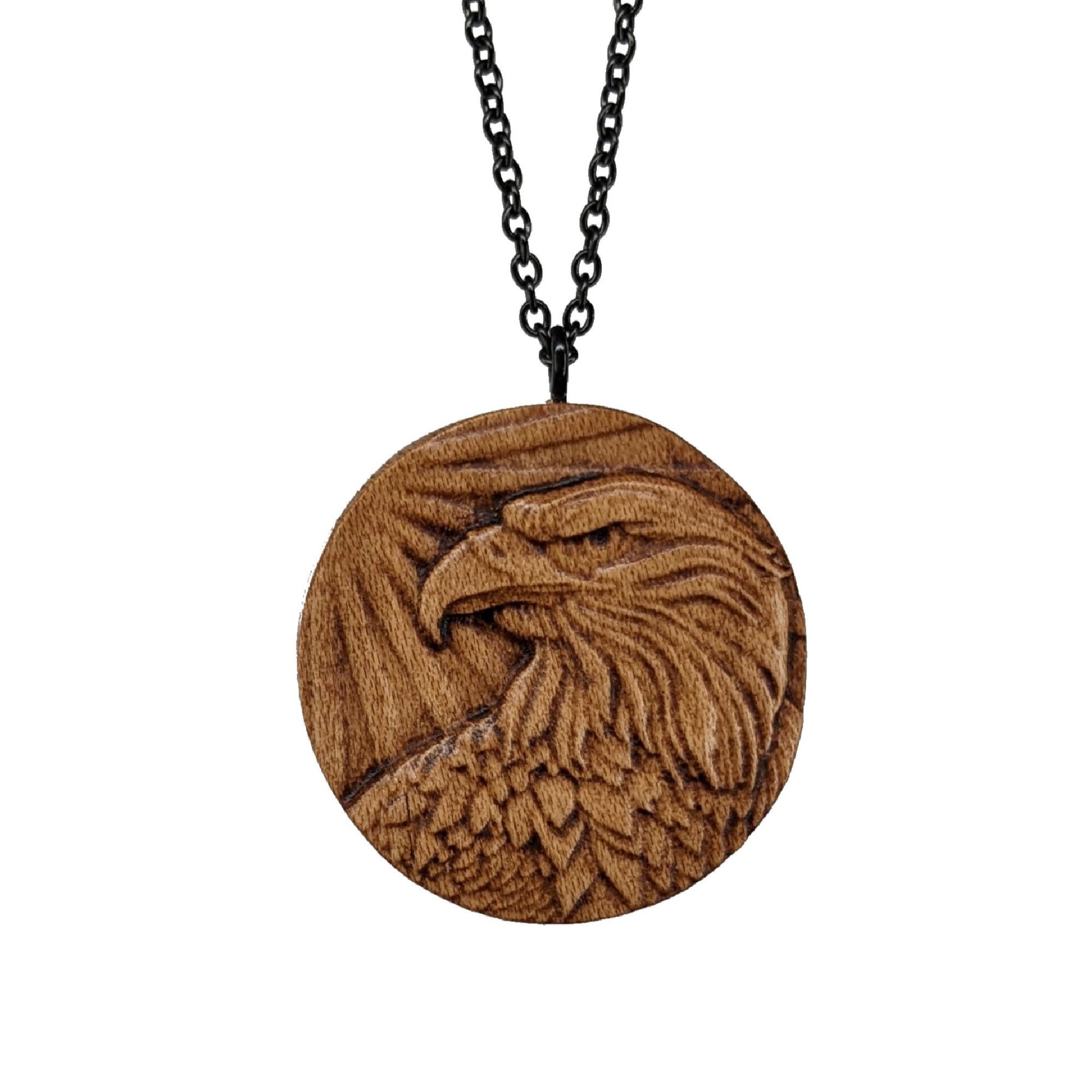 イーグルヘッド彫刻木製ペンダントネックレス - Etsy 日本, image size:2000x2000