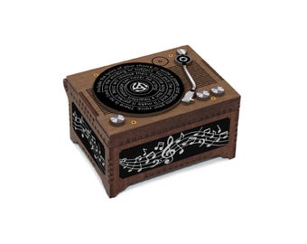Record Player MP3 Music Box, Custom Song & Lyrics, Your Photo Inside