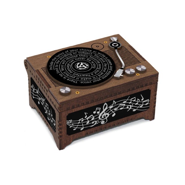 Record Player MP3 Music Box, Custom Song & Lyrics, Your Photo Inside